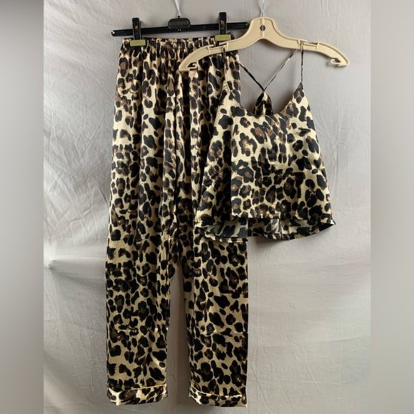 Satin Leopard Cami Pj Pyjama Set - Picture 5 of 6